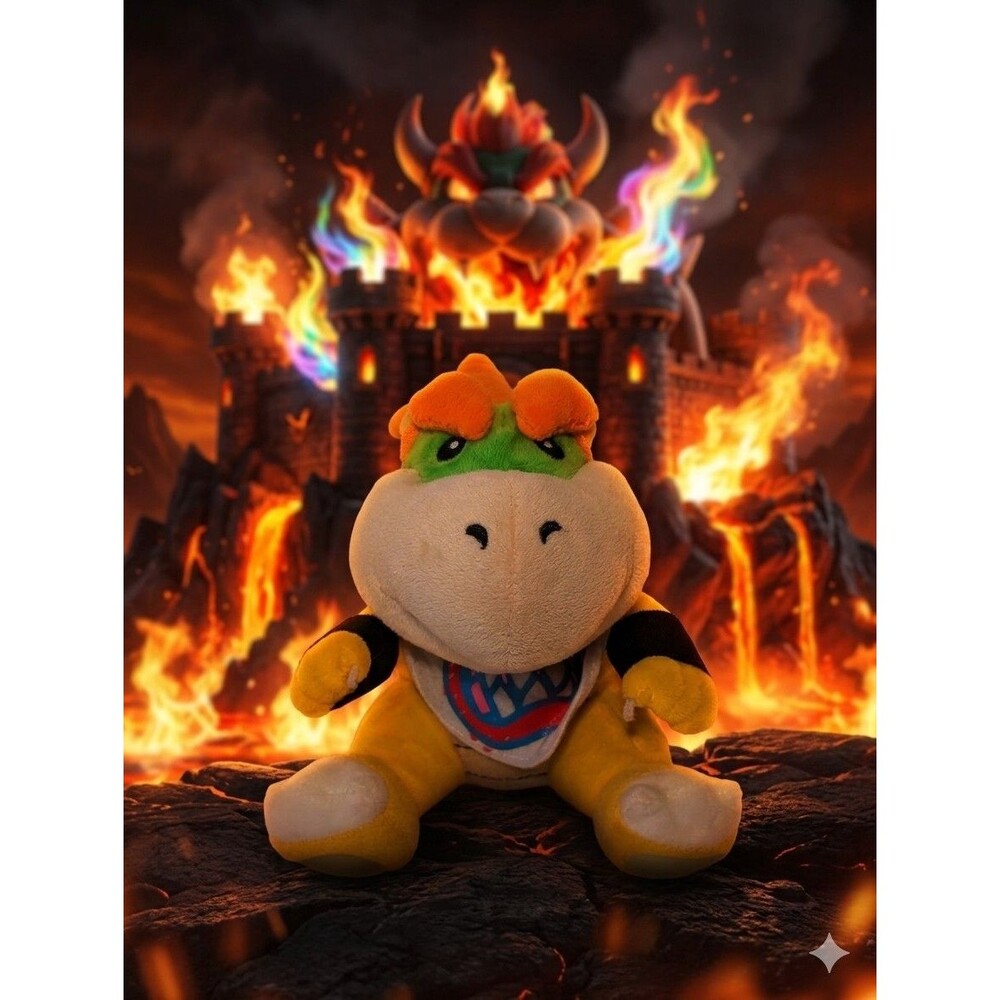 Rare Bowser Jr. Koopa Baby Super Mario bros Sanei Plush Doll Toy Nintendo Japan